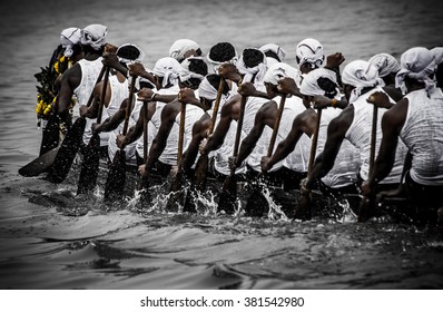Oarsmen in Kerala Boat Race, Kerala, India