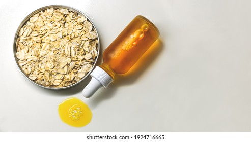 Oat Avena Sativa Kernel Oil On The Pipette Bottle.