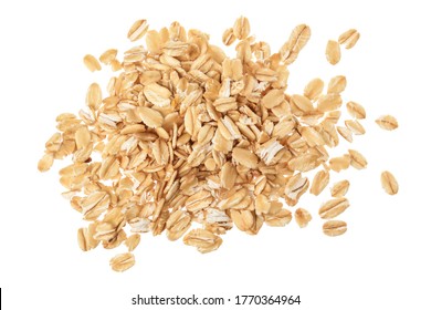 Oat Flakes Isolated On White Background. Top View