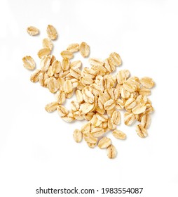 Oat flakes isolated on white background. Flakes for oatmeal and granola. Image of oat flakes for you design.