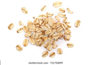 Oat Flakes Isolated On White Background. Top View