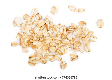 Oat Flakes Isolated On White Background. Top View