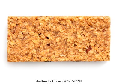 Oat flapjack with nuts isolated on white. Top view.
