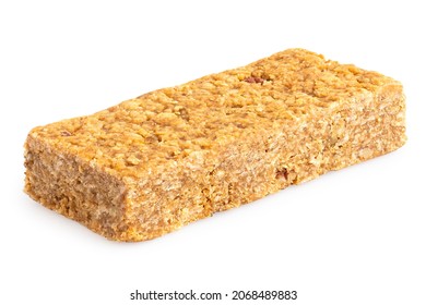 Oat flapjack with nuts isolated on white.