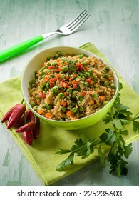 oat with peas carrots and hot chili pepper