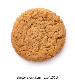 Oatmeal cookie isolated on white. Top view. - Powered by Shutterstock