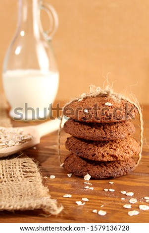 Similar – Image, Stock Photo round chocolate chip cookies