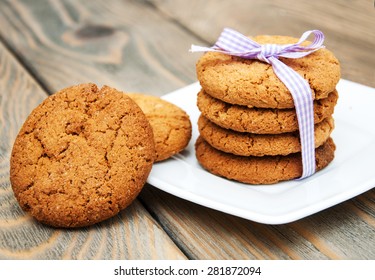 Oatmeal cookies on a old wooden background - Powered by Shutterstock