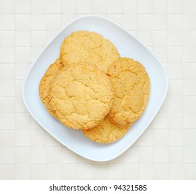 Oatmeal Cookies On The Plate, Top View