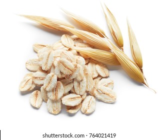 oatmeal and its crops isolated on white - Shutterstock ID 764021419