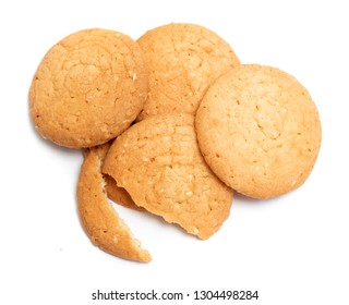 oatmeal round cookies on a white background, photo in the studio - Shutterstock ID 1304498284