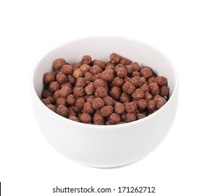 Oats Chocolate Cereal. Isolated On A White Background.