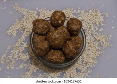 Oats Laddu Or Ladoo Also Known As Protein Energy Balls Served In A Bowl