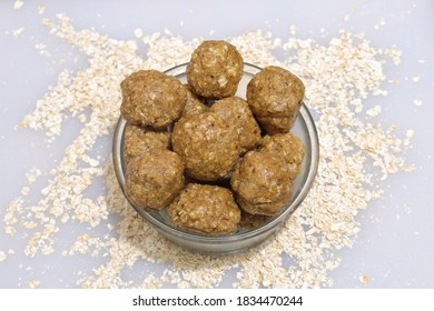 Oats Laddu Or Ladoo Also Known As Protein Energy Balls Served In A Bowl