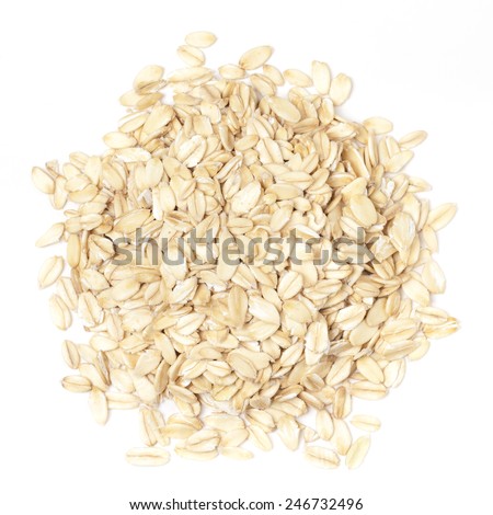 Oats on white by top view