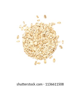 Oats Shaped In The Form Of A Circle. Overhead Close Up View, Isolated On White Background