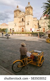 Oaxaca, Mexico - 11 January 2009: People Walking In Front Of Santo Domingo De Guzman Church On Oaxaca, Mexico