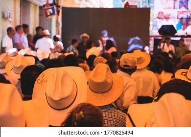 Oaxaca, Mexico; August 2019: Political Rally Related To Reports Of Activities Of Legislator In Town
