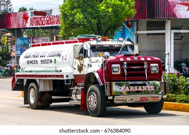 OAXACA, MEXICO - MAY 25, 2017: Cistern truck Dodge Ram in the city street.