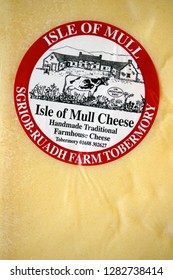 OBAN, SCOTLAND -15 JUL 2017- View of Isle of Mull Scottish cheese for sale in Oban, in Argyll and Bute, Scotland.