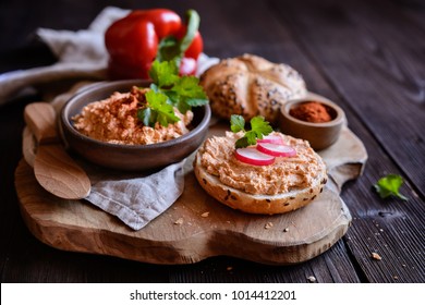 Obatzda - Traditional Bavarian Spread Made Of Camembert Cheese, Onion, Butter, Paprika Powder And Beer