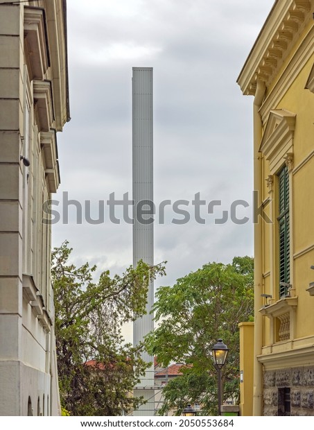 Obelisk Landmark Non Aligned Movement Pillar
View Between Buildings in
Belgrade