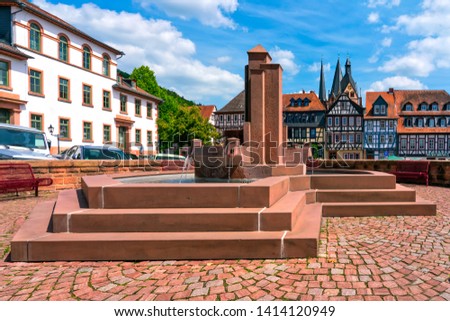 Obermarkt with fountain in Gelnhausen, Hesse, Germany Stock photo © 
