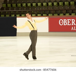 OBERSTDORF, GERMANY - SEPT 22: Figure Skater Javier Fernandez Of Spain Performs His Short Program At Nebelhorn Trophy On September 22, 2011 In Oberstdorf, Germany