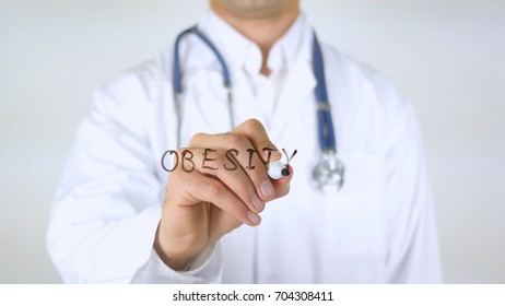 Obesity, Doctor Writing On Glass