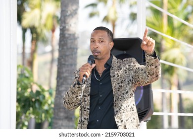 OBie Anthony Attends The Launch Of The Justice ForOM Summit Series And Ecovvear Fashion Show At Marwah Estate, Malibu, CA On May 21, 2022