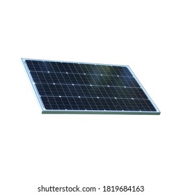 Object Photo Of Isolated Single Solar Cell Panel Die Cut With Some Reflection On Its Surface On White Background, Under Concept Of Green Power, Renewable Energy, Photovoltaic Solar Panel Cell, Work 