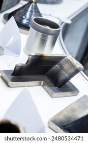 Object printed by 3D printer from metal. Additive manufacturing solution. Object created on 3Dprinter from melting metal thread. 3D Metal Printing. Metal additive manufacturing