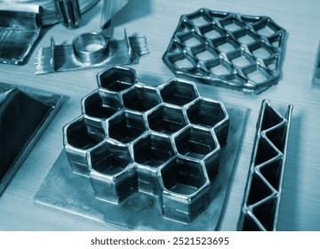 Object printed by 3D printer from metal. Additive manufacturing solution. Object created on 3Dprinter from melting metal thread. 3D Metal Printing. Metal additive manufacturing