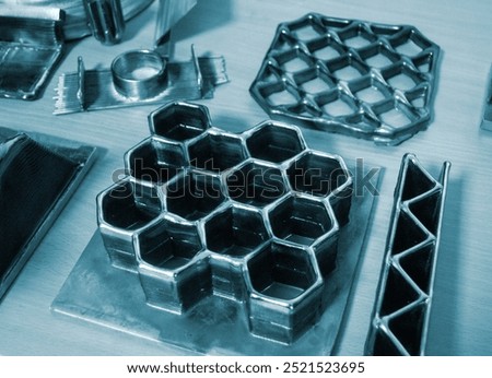 Object printed by 3D printer from metal. Additive manufacturing solution. Object created on 3Dprinter from melting metal thread. 3D Metal Printing. Metal additive manufacturing