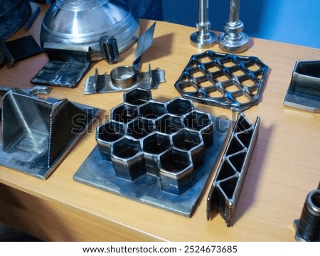 Object printed by 3D printer from metal. Additive manufacturing solution. Object created on 3Dprinter from melting metal thread. 3D Metal Printing. Metal additive manufacturing