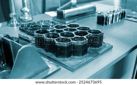 Object printed by 3D printer from metal. Additive manufacturing solution. Object created on 3Dprinter from melting metal thread. 3D Metal Printing. Metal additive manufacturing