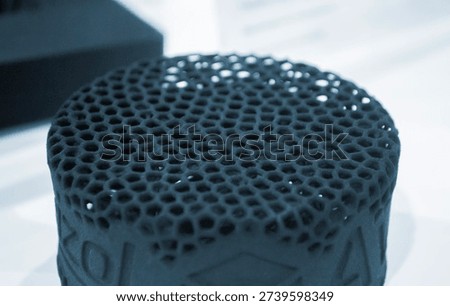 Object printed on 3D printer. Model printed on 3D printer from thermoplastic polyurethane. Prototype printed on 3D printer from powder with thermoplastic polyurethane. TPU technology. Printing concept