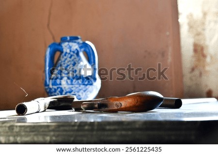 Objects in a abandoned manor with light on