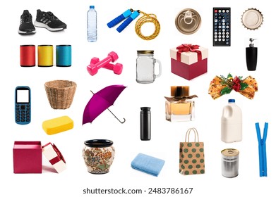Objects collection isolated on white background.