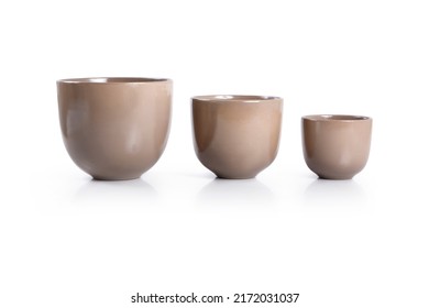 Objects Houseware Decoration Organiser Beige Porcelain Triple Pot Containers