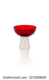 Objects Houseware Decoration Organiser Red Glass Bowl Container with Long Stand