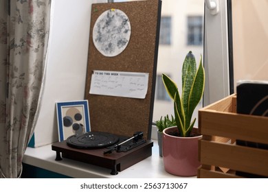Objects On Windowsill In Dorm Room