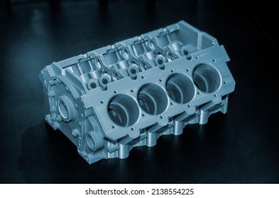 Objects Prototype Car Motor Printed On 3d Printer From Plastic Filament Close-up. Modern New Prototyping Technology. Additive Automation Manufacturing Fused Deposition Modeling. 3D Printing Technology