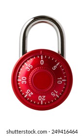 Objects: red combination lock, isolated on white background - Shutterstock ID 249416464