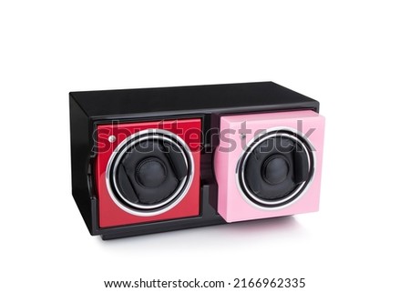 Objects Technology Music Black Speaker with Red and Pink Baffles