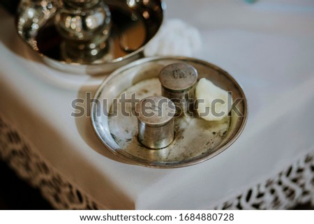 
Objects used for baptism, oil