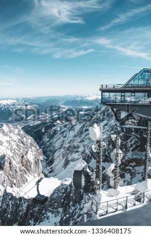 Similar – Image, Stock Photo Hikers climbing the Zugspitze