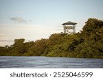 Observation tower next to Río Frío in Caño Negro Wildlife Refuge, Costa Rica.