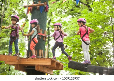The obstacle course in adventure park 