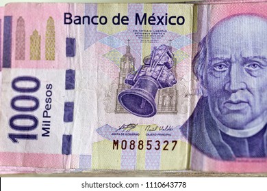 Detail Stack Mexican MXN Banknotes 
